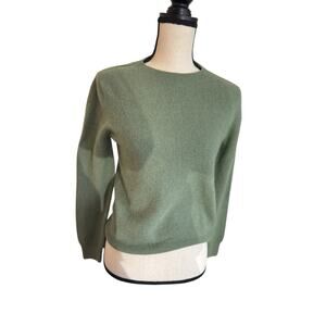 Vintage Womens Medium 100% Wool Olive Green Sweater Elevated Staple Quiet Luxury